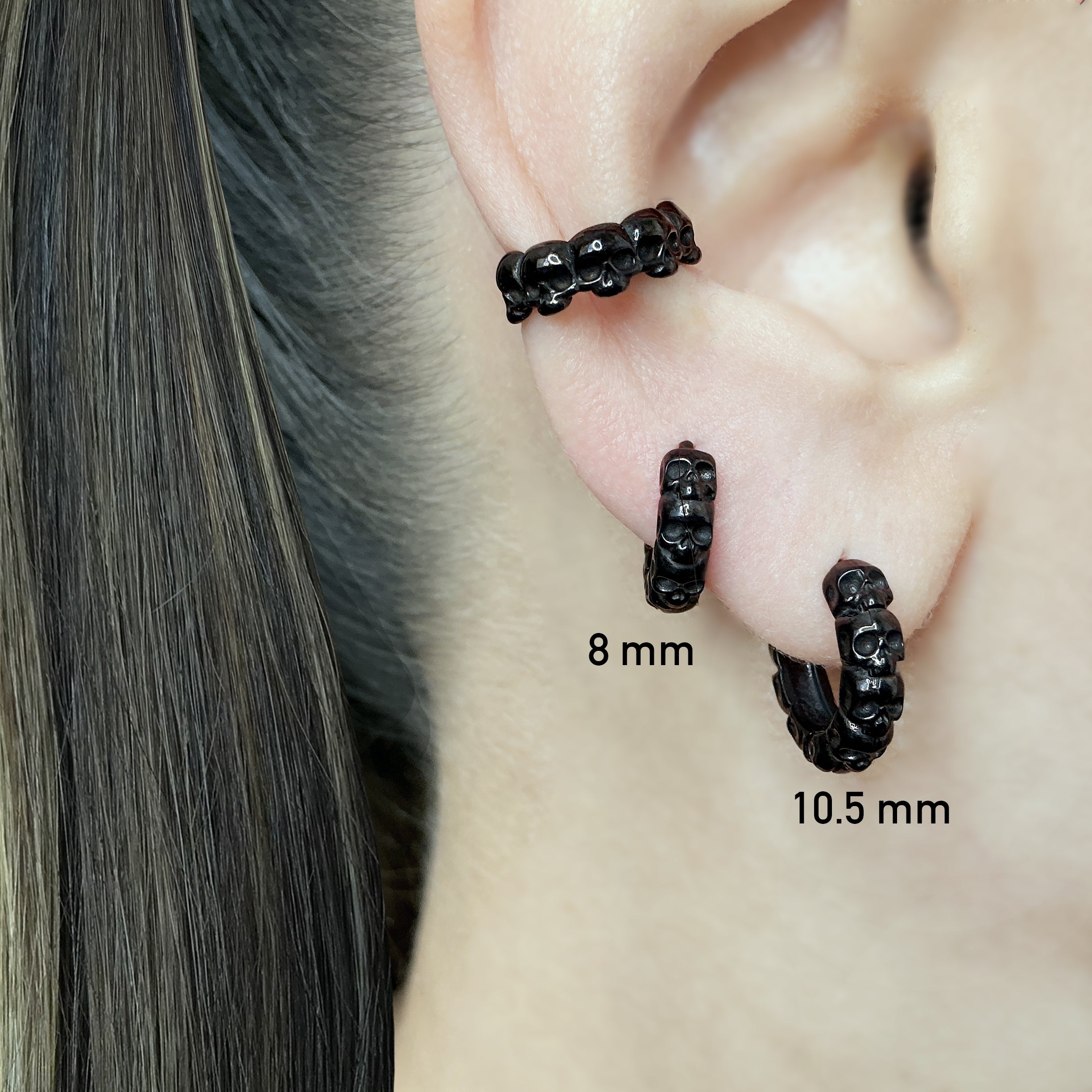 Skull huggie hoop earrings