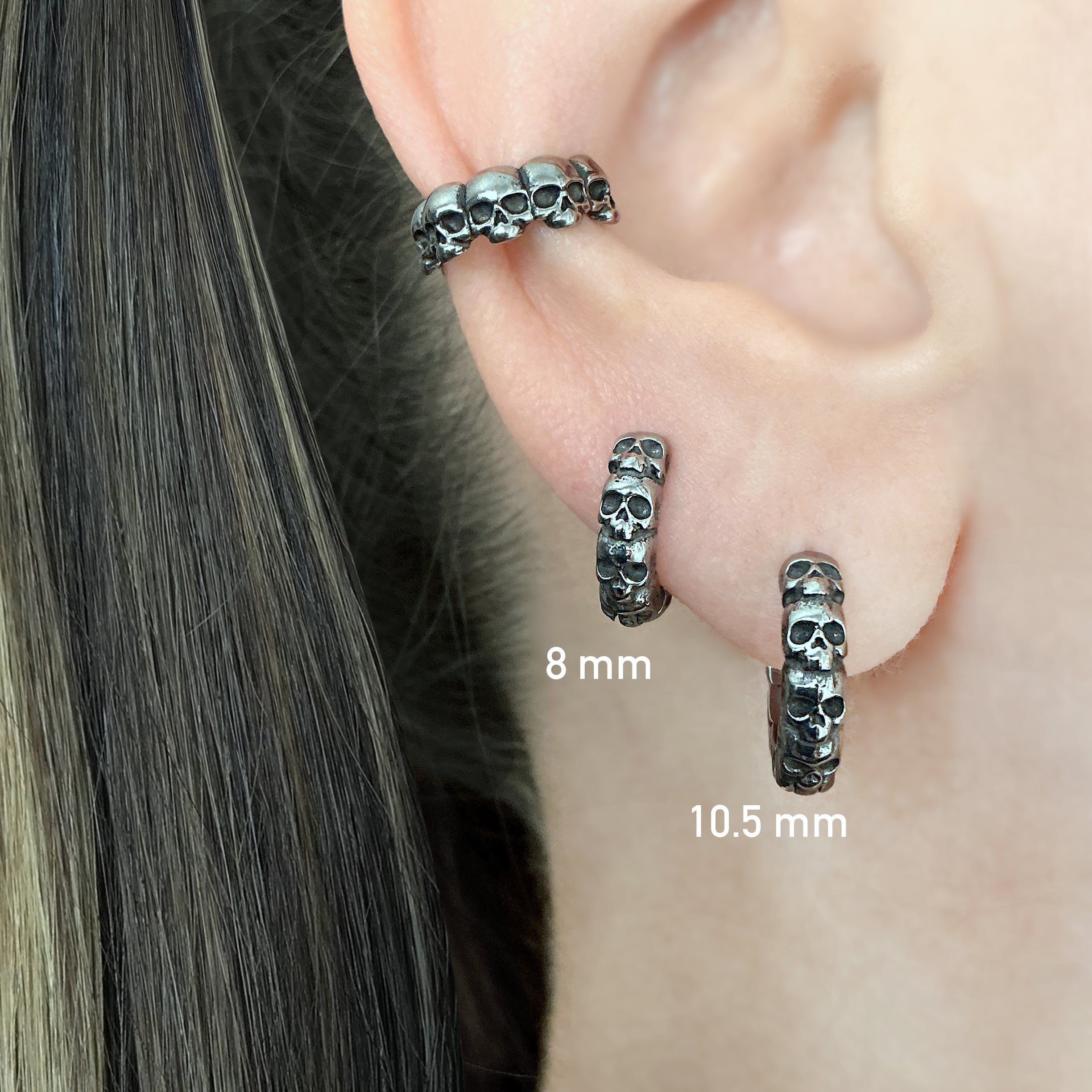 Skull huggie hoop earrings
