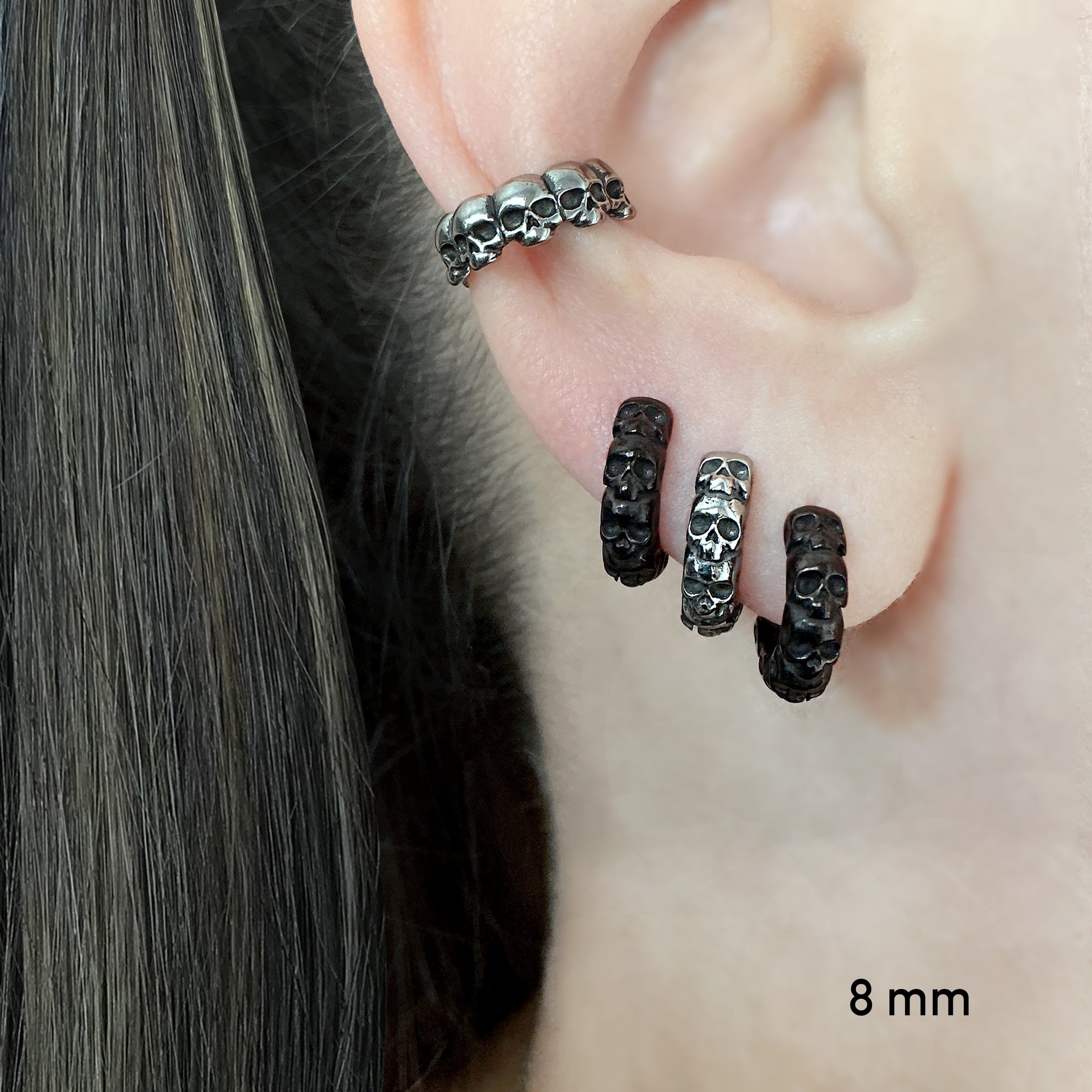 Skull huggie hoop earrings