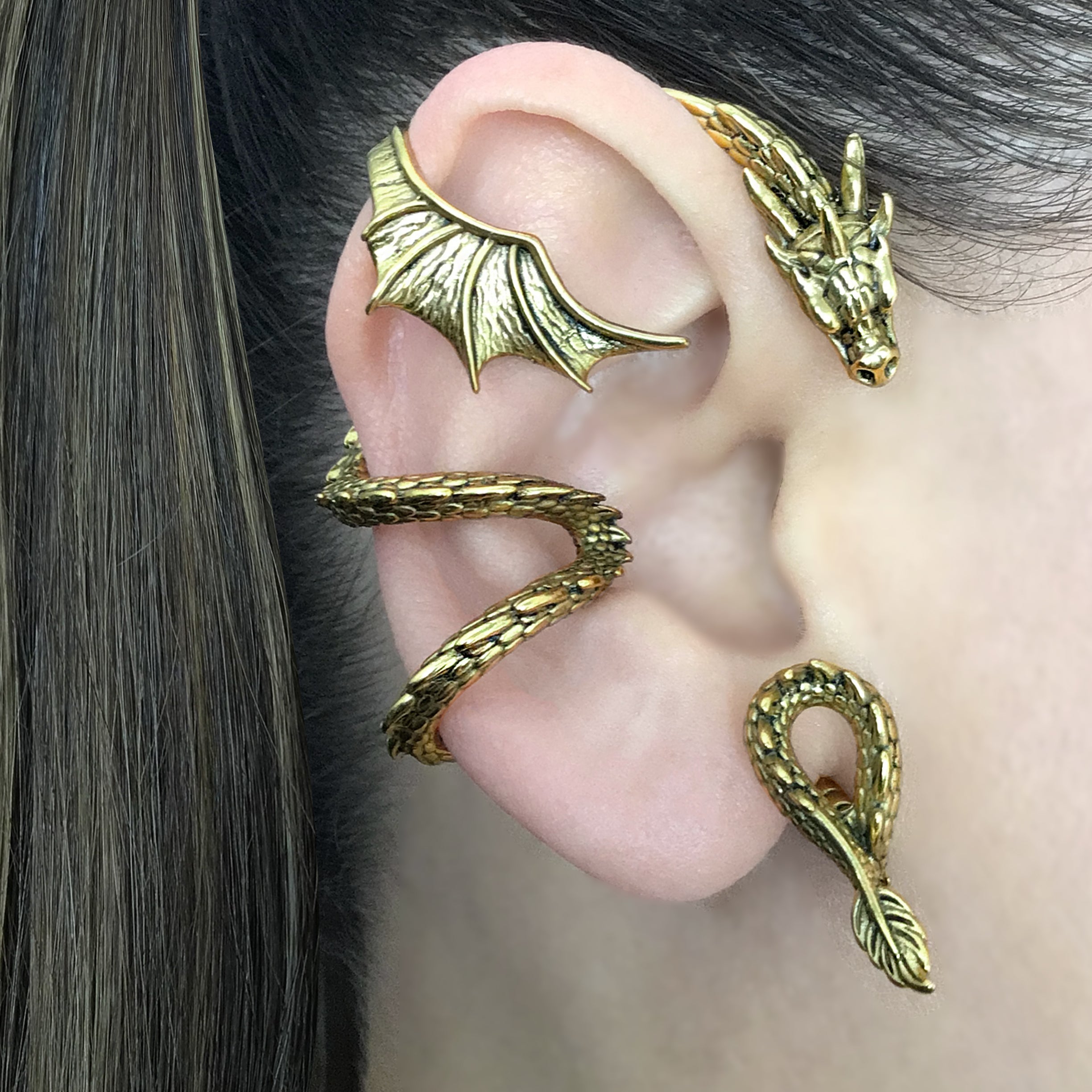 No Piercing Dragon cuff  in Gold