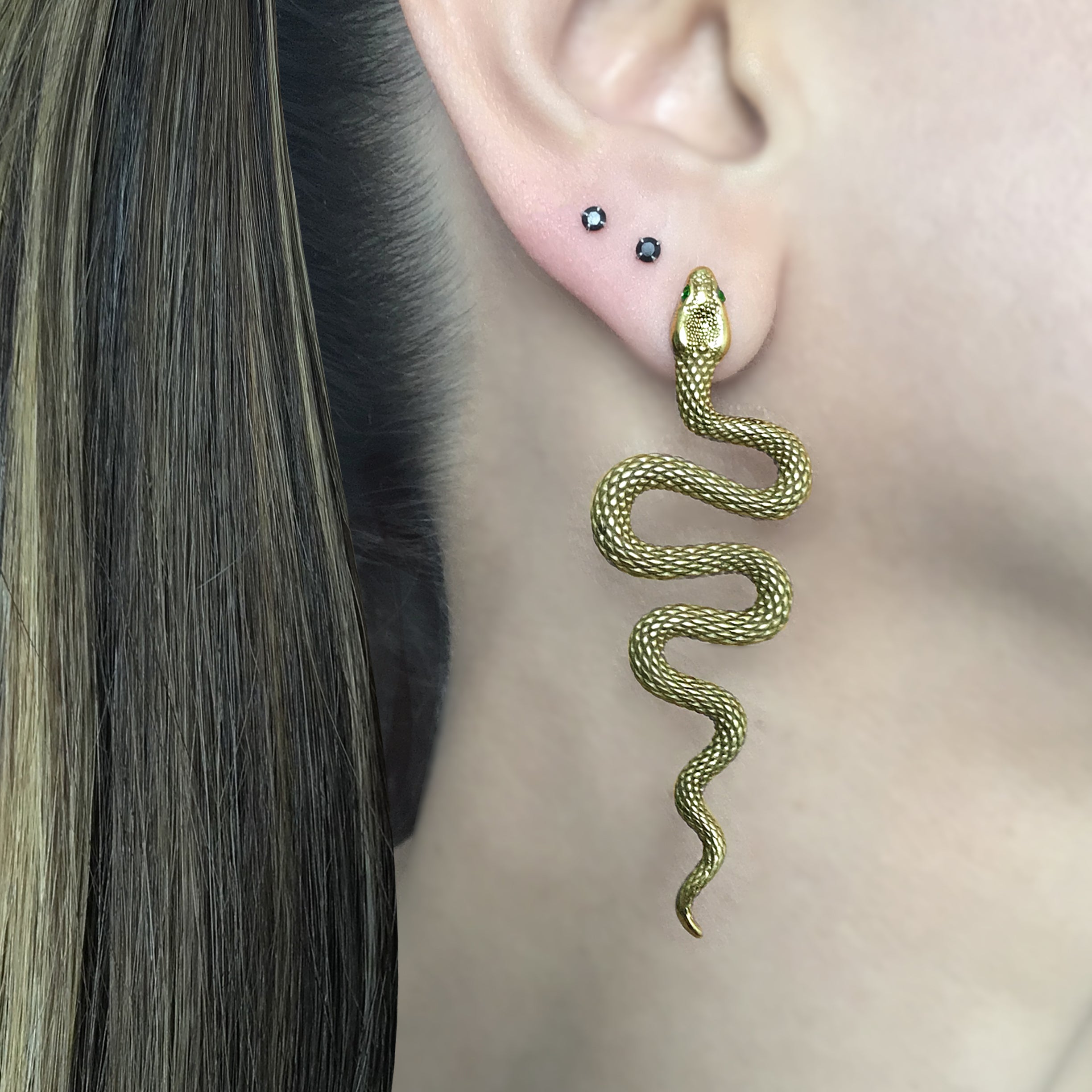 Long Snake earrings in Black