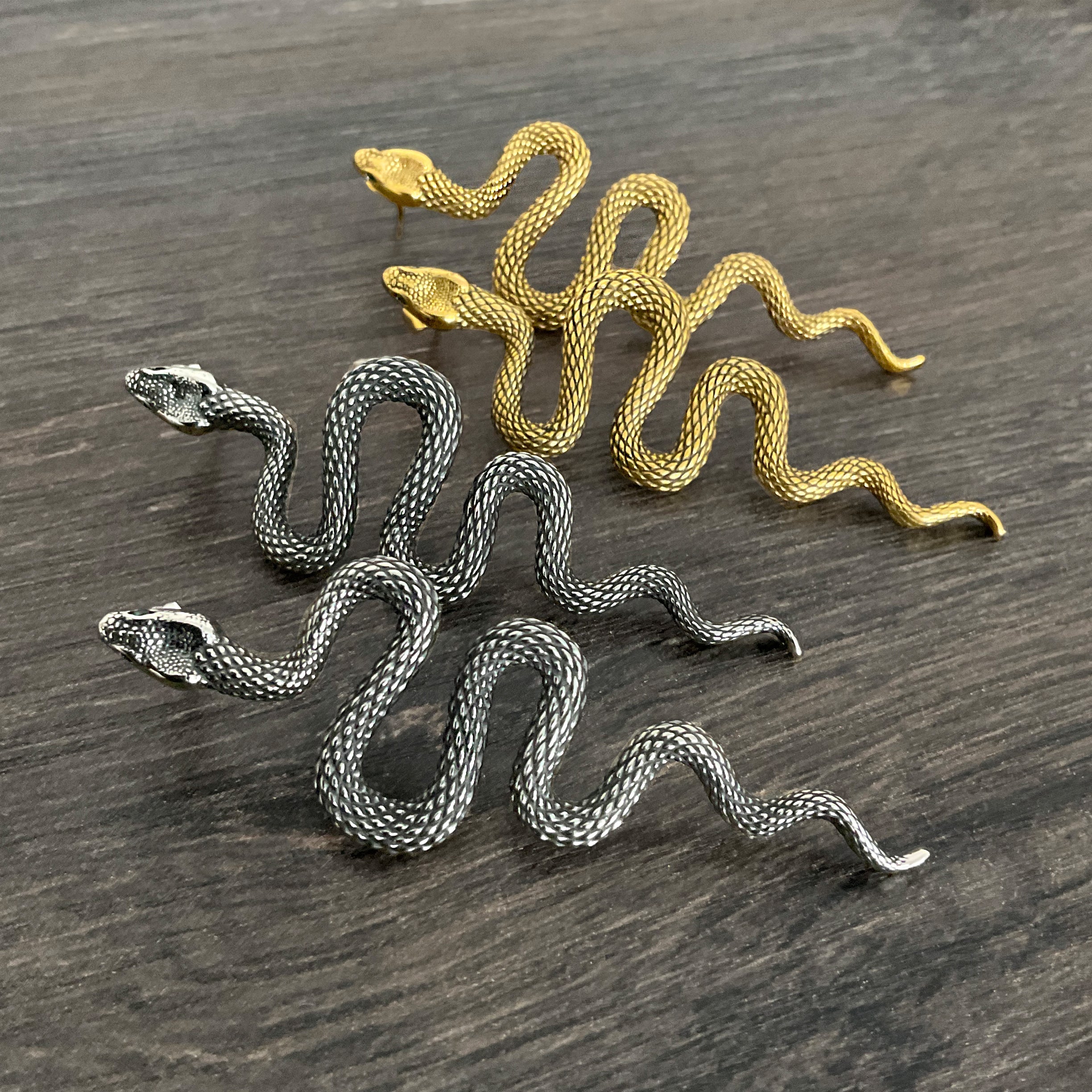 Long Snake earrings in Silver