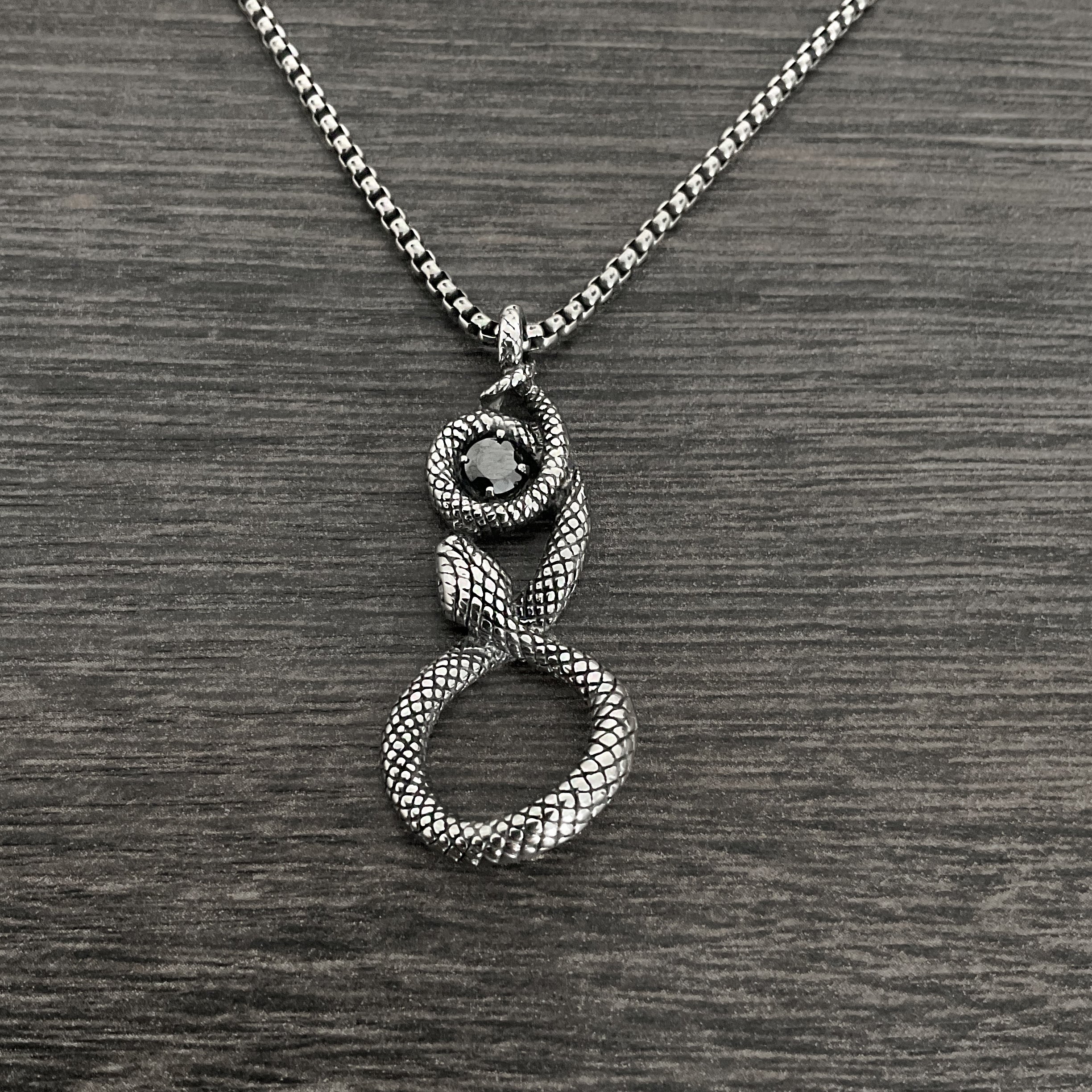 Snake necklace  with Black CZ