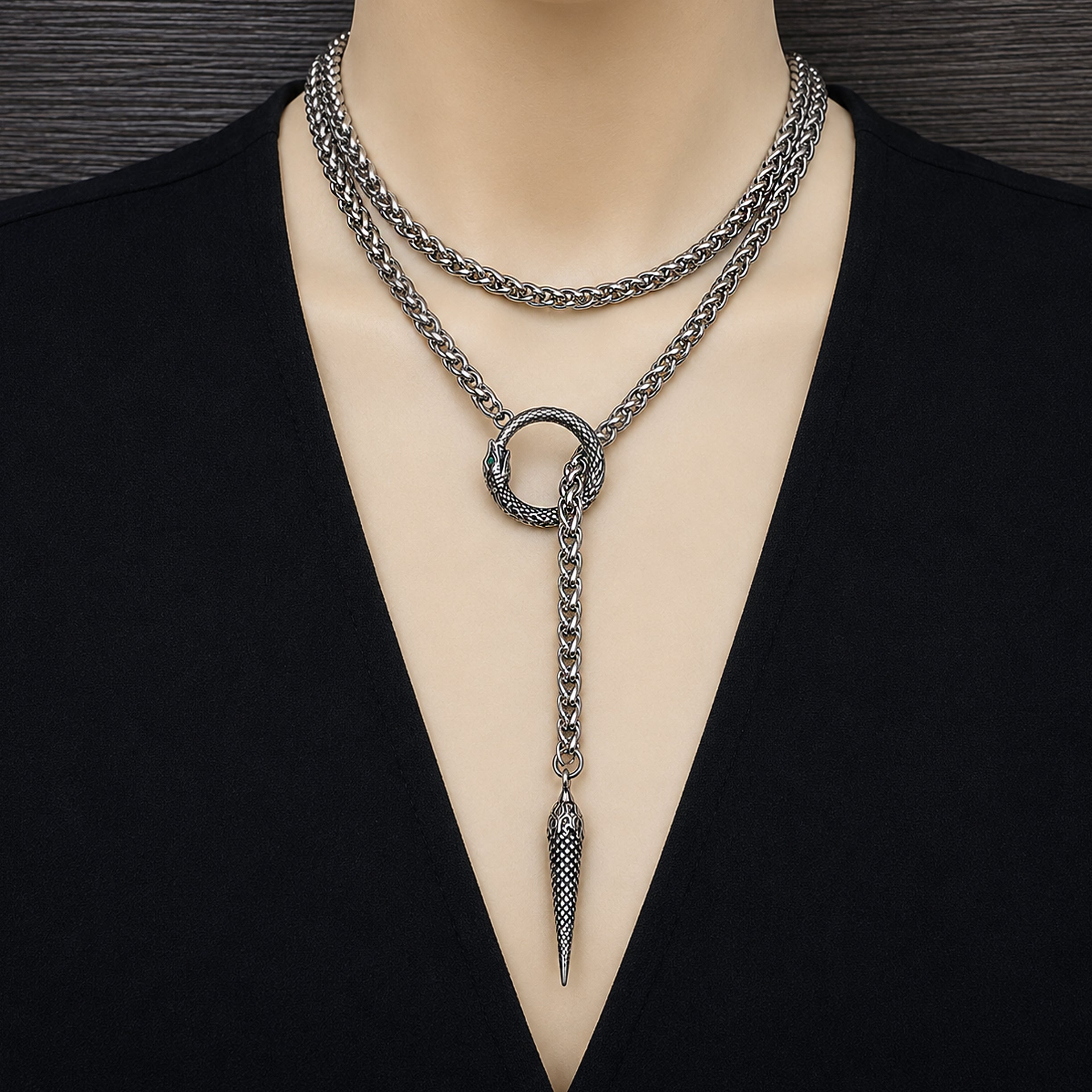Snake Wrapped  Lariat Chain