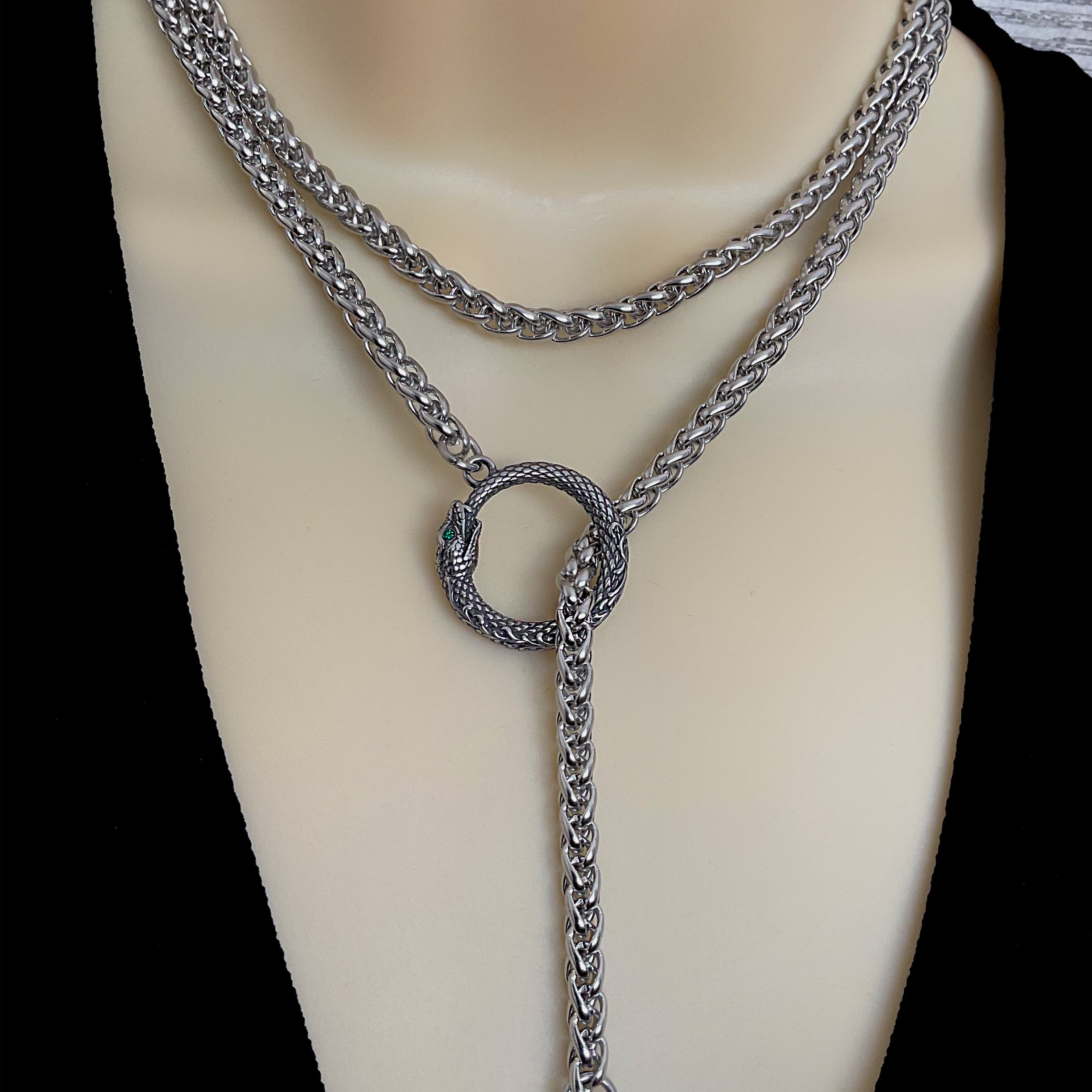 Snake Wrapped  Lariat Chain