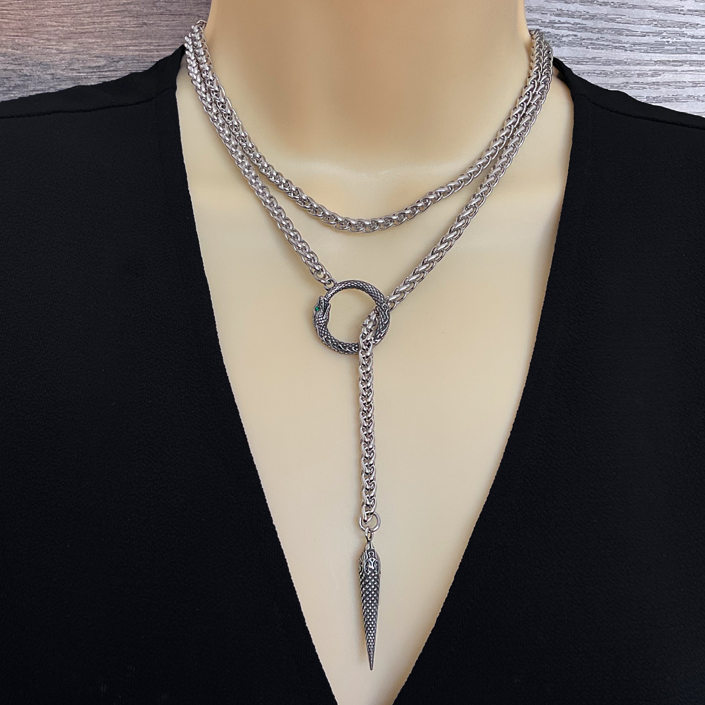 Snake Wrapped  Lariat Chain