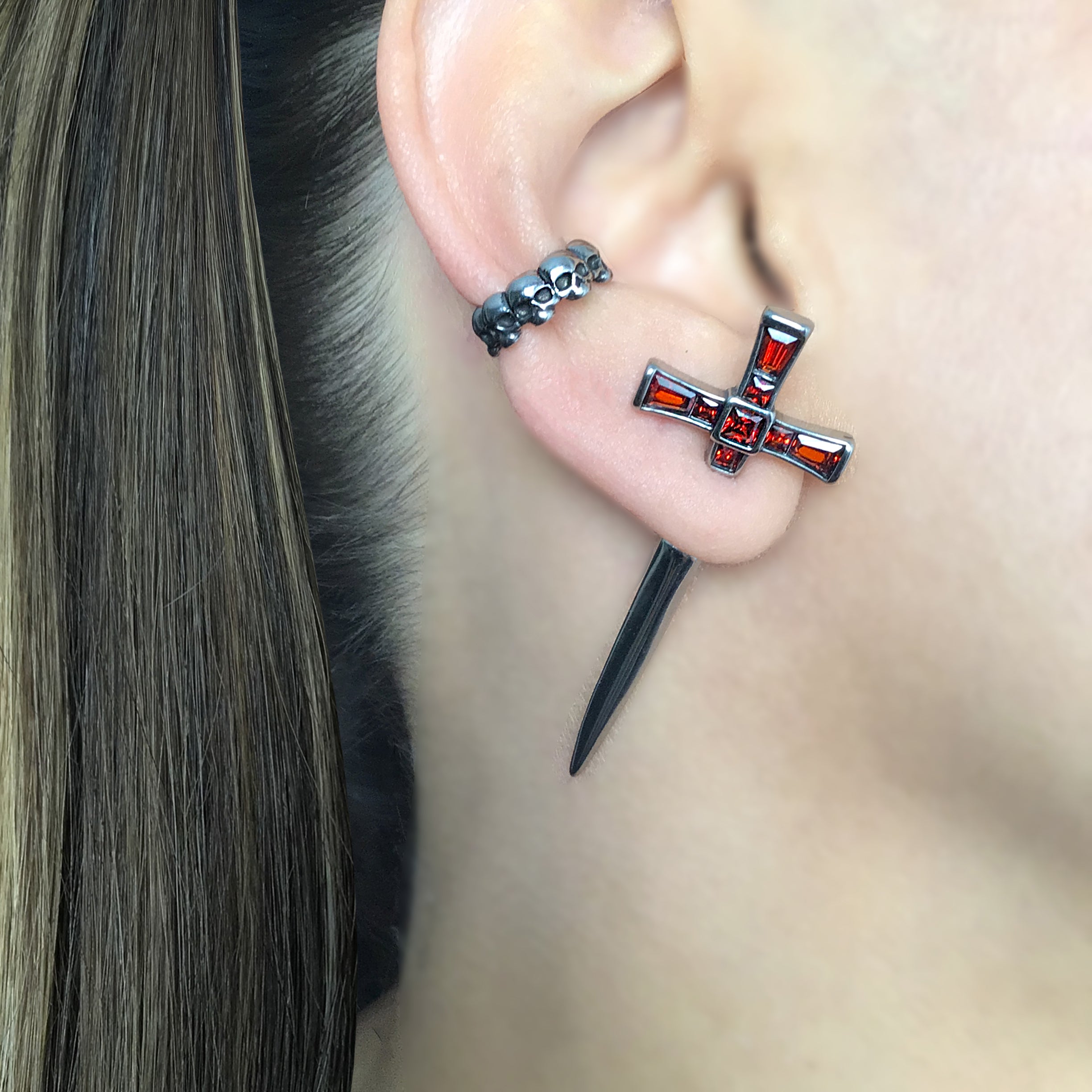 Niall Sword earring with Ruby stones