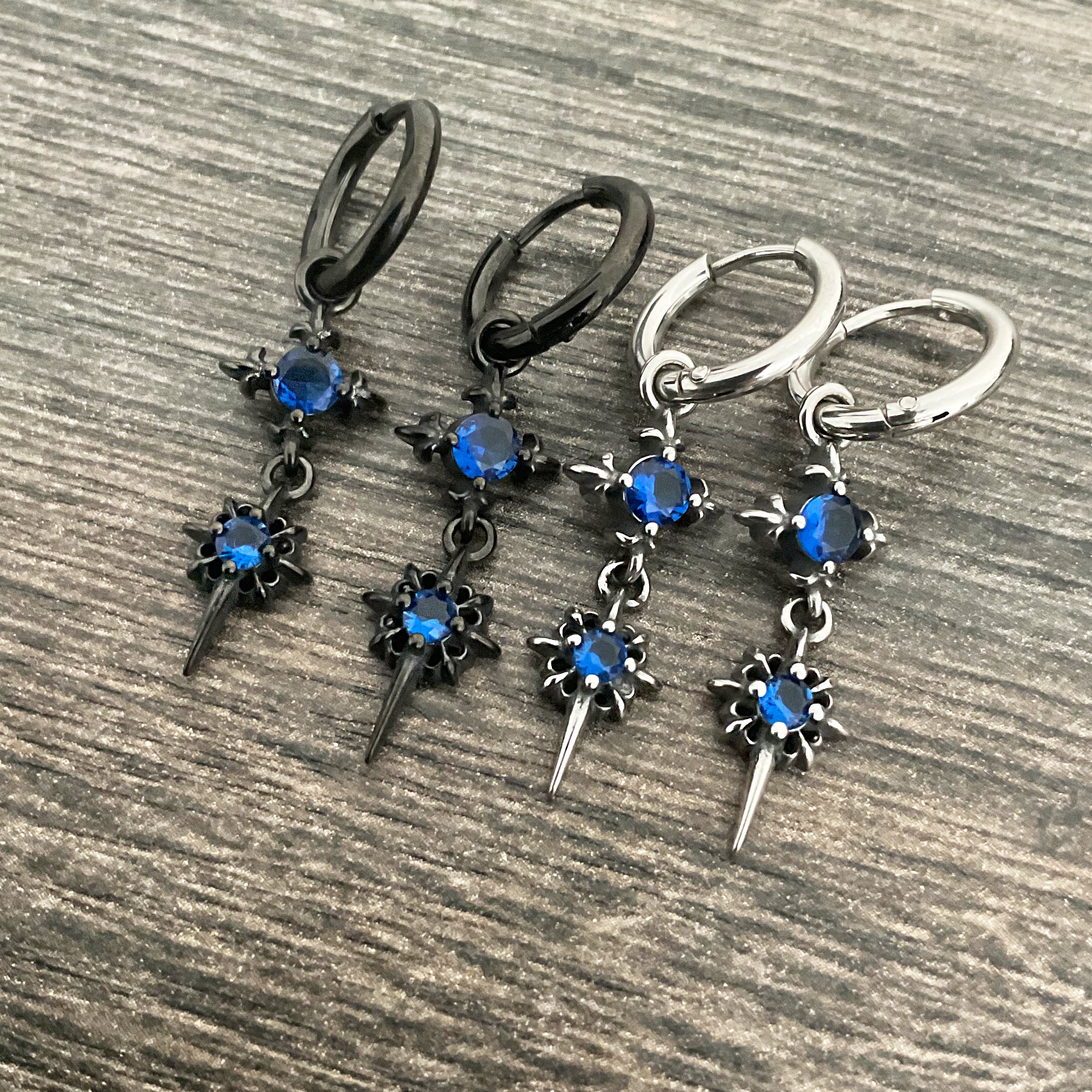 Starburst hoops with Blue CZ