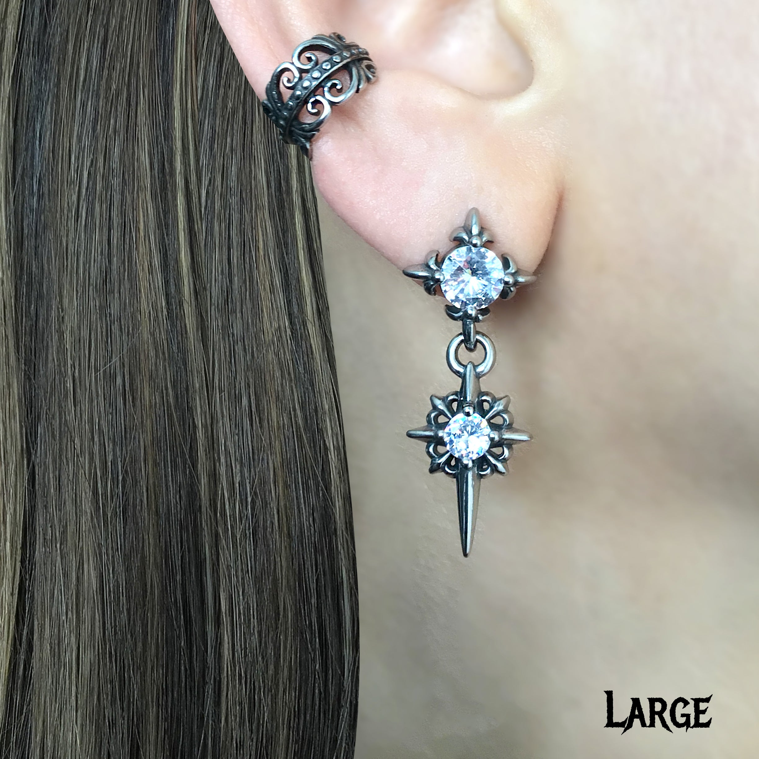 Starburst earrings with Clear CZ