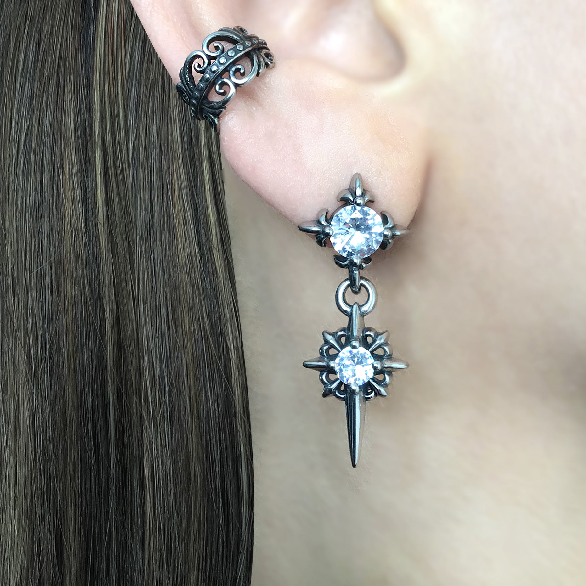 Starburst earrings with Clear CZ