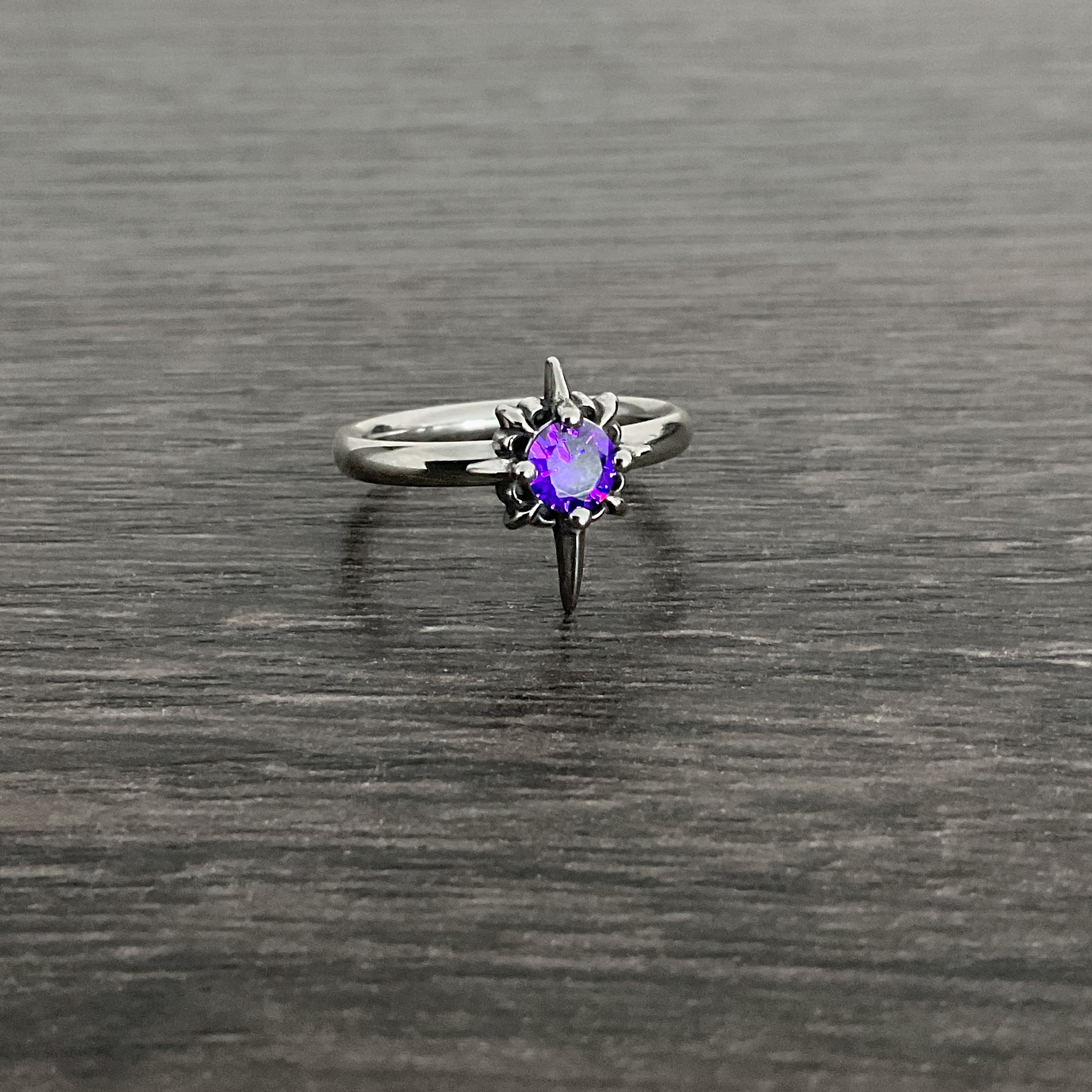 North star ring with Purple stone