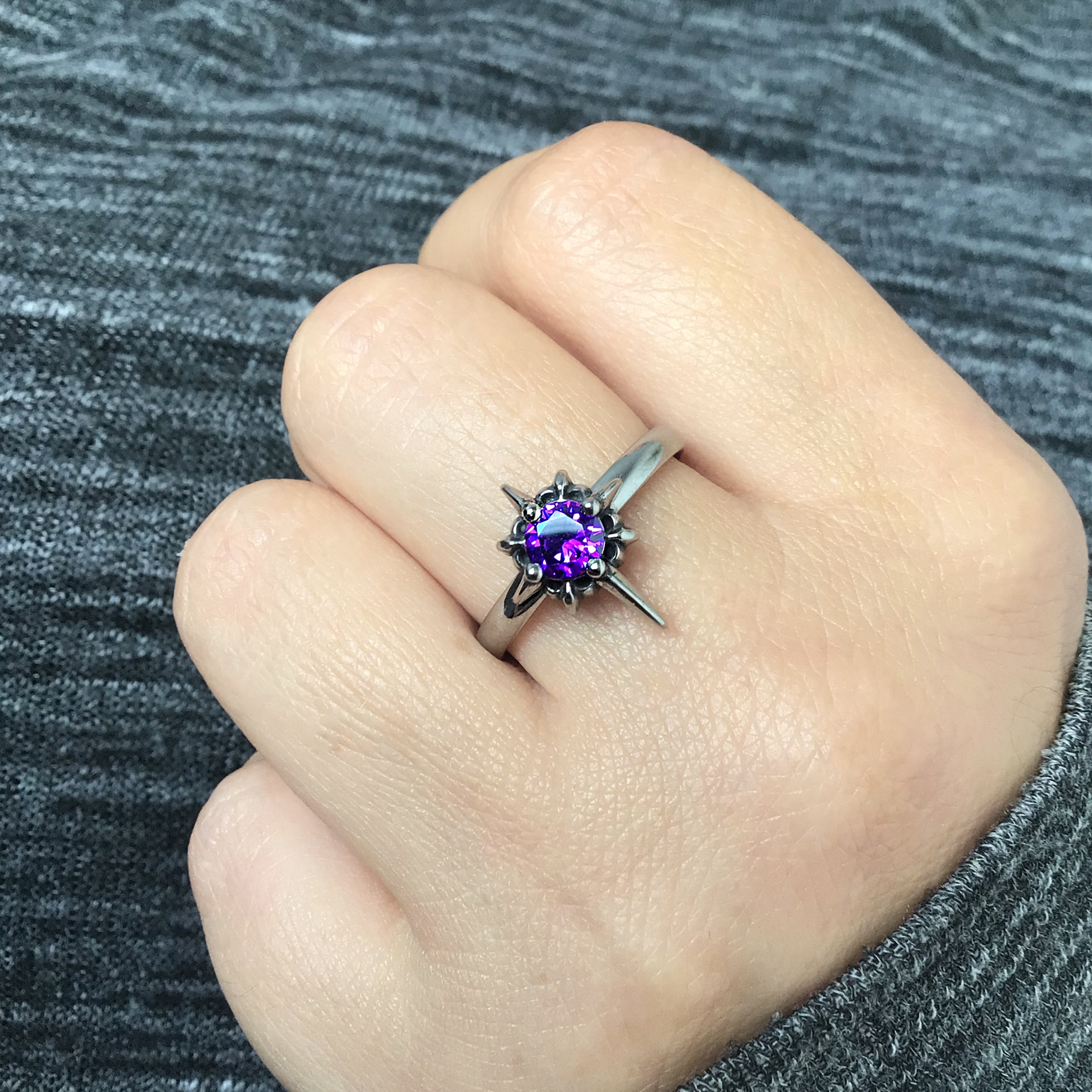 North star ring with Purple stone