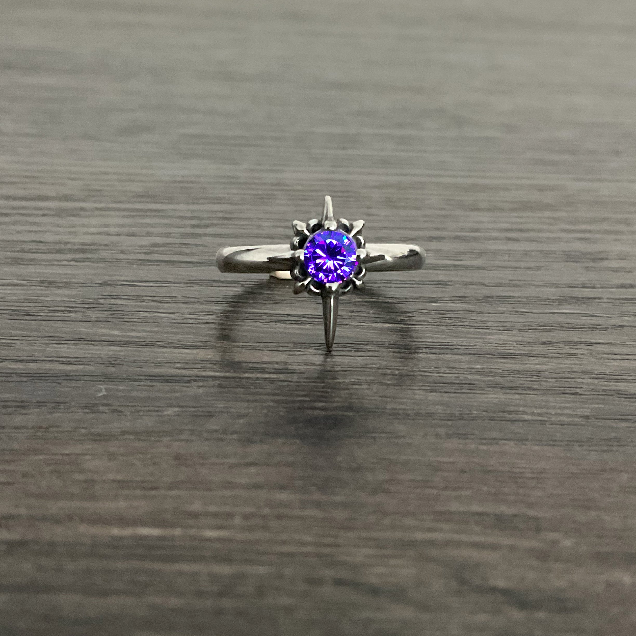 North star ring with Purple stone