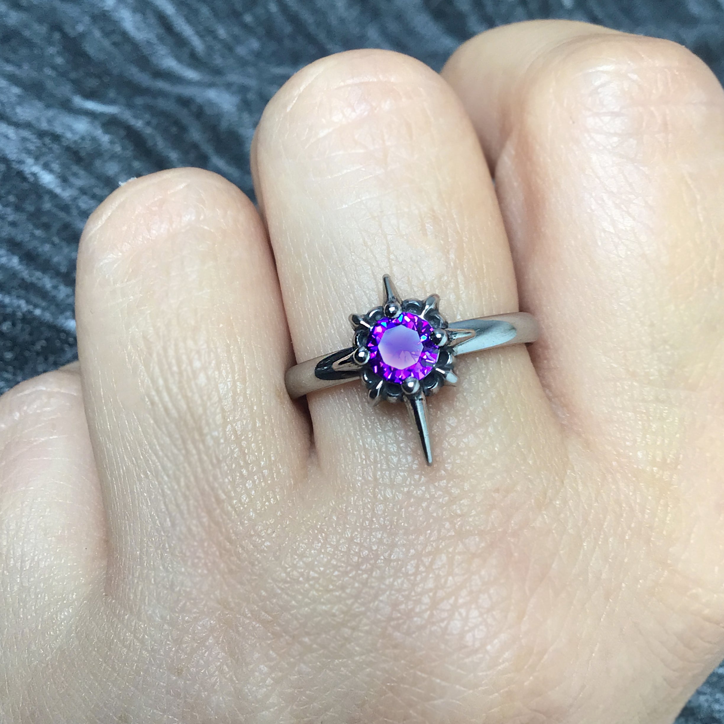 North star ring with Purple stone