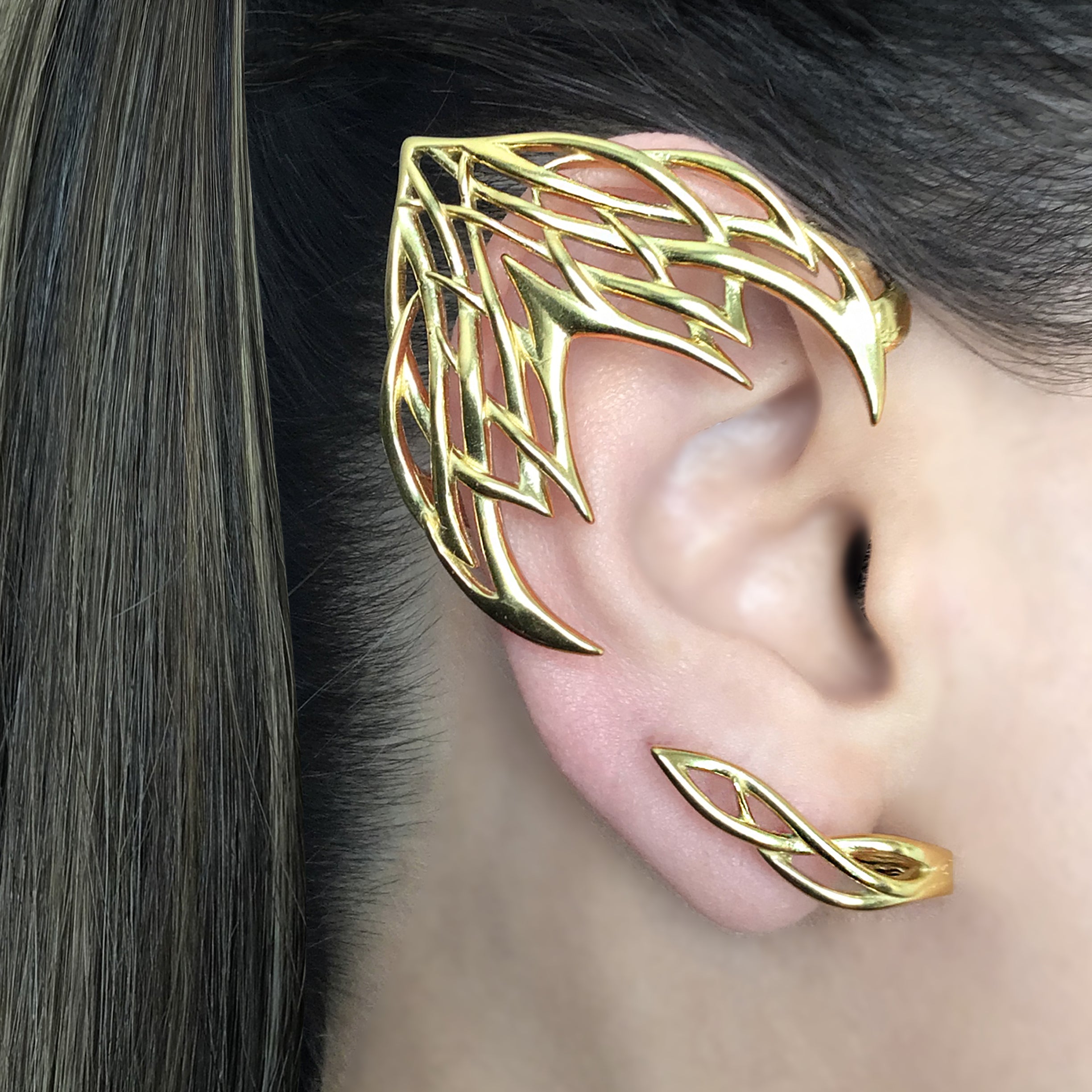 Cyber Elf ear cuff no piercing in Black