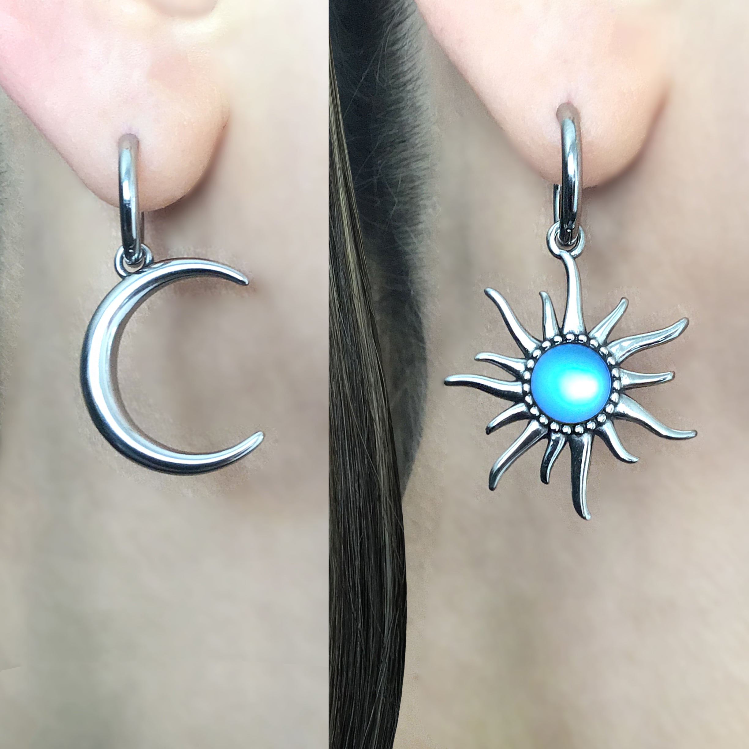 Sun & Moon Mismatched Hoop Earrings