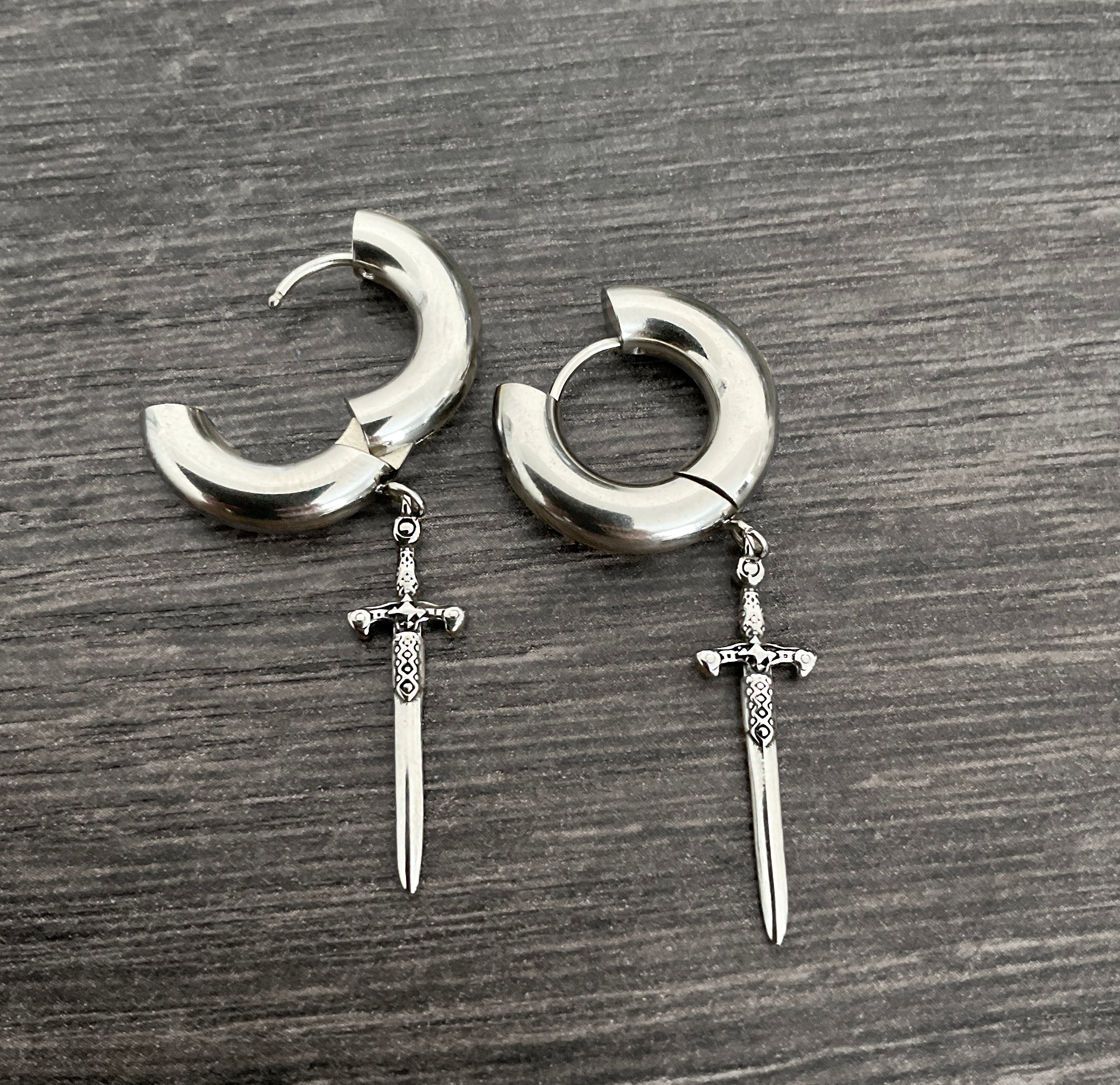 Chunky Sword hoop earrings