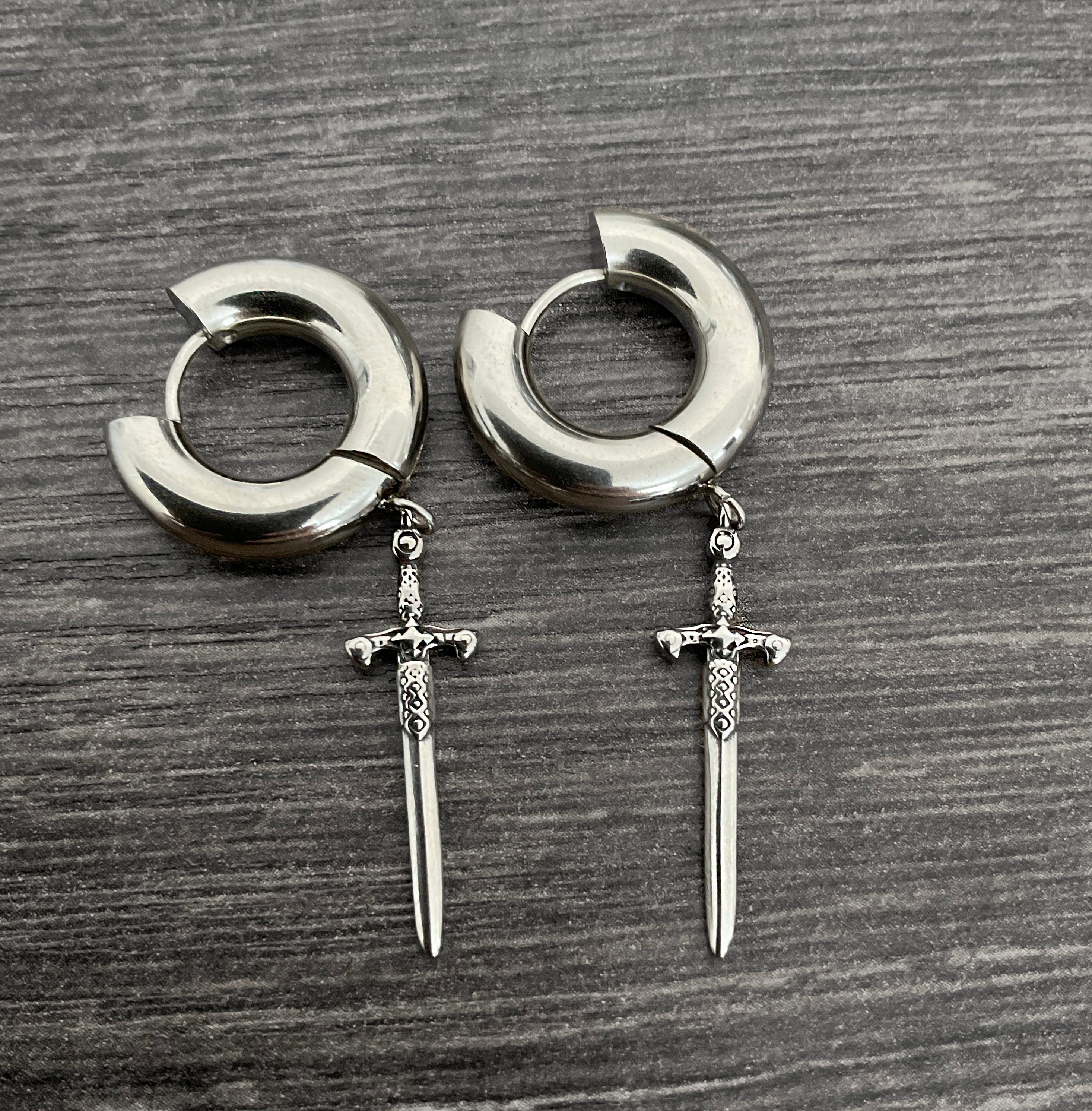 Chunky Sword hoop earrings