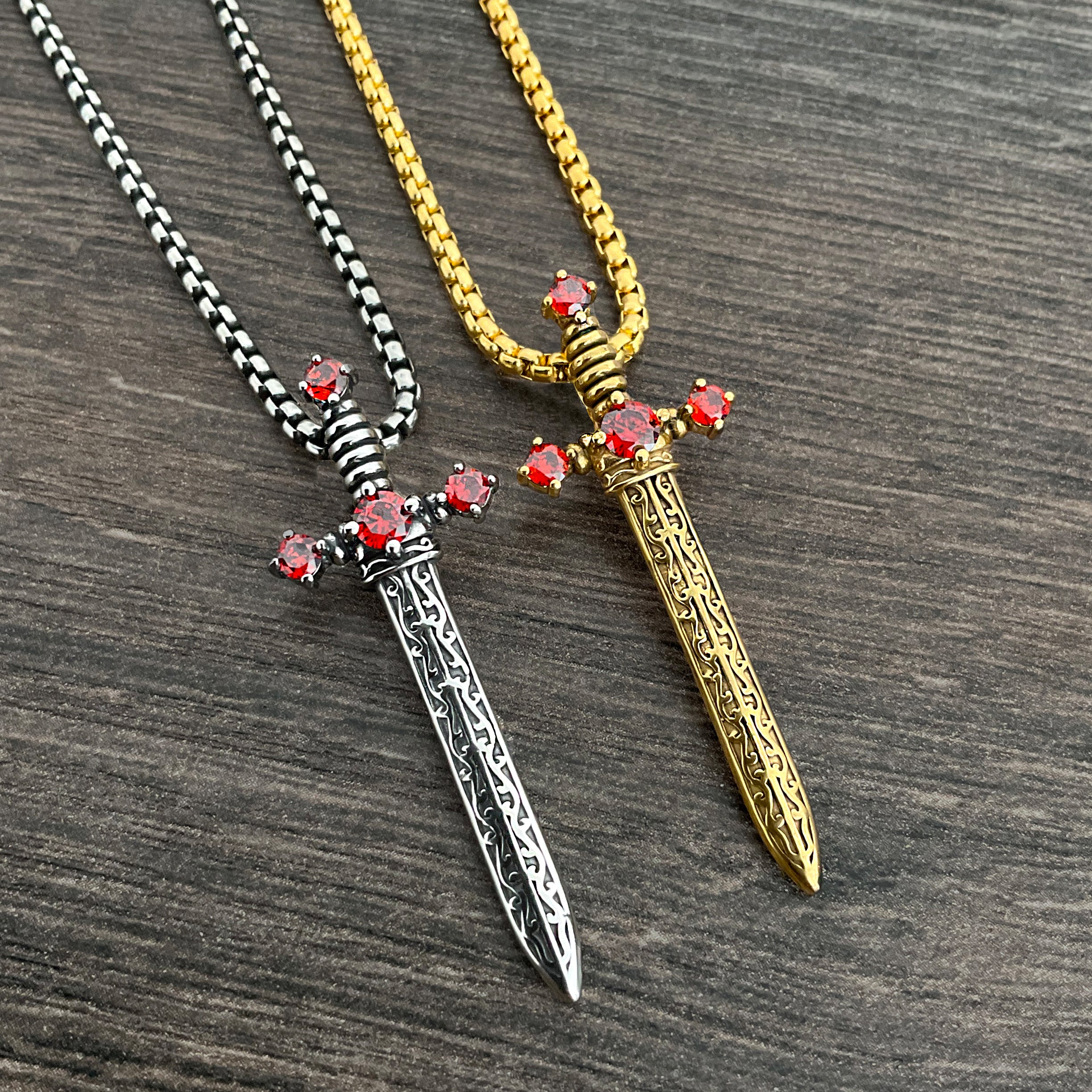 Edin Sword necklace with Ruby Red CZ