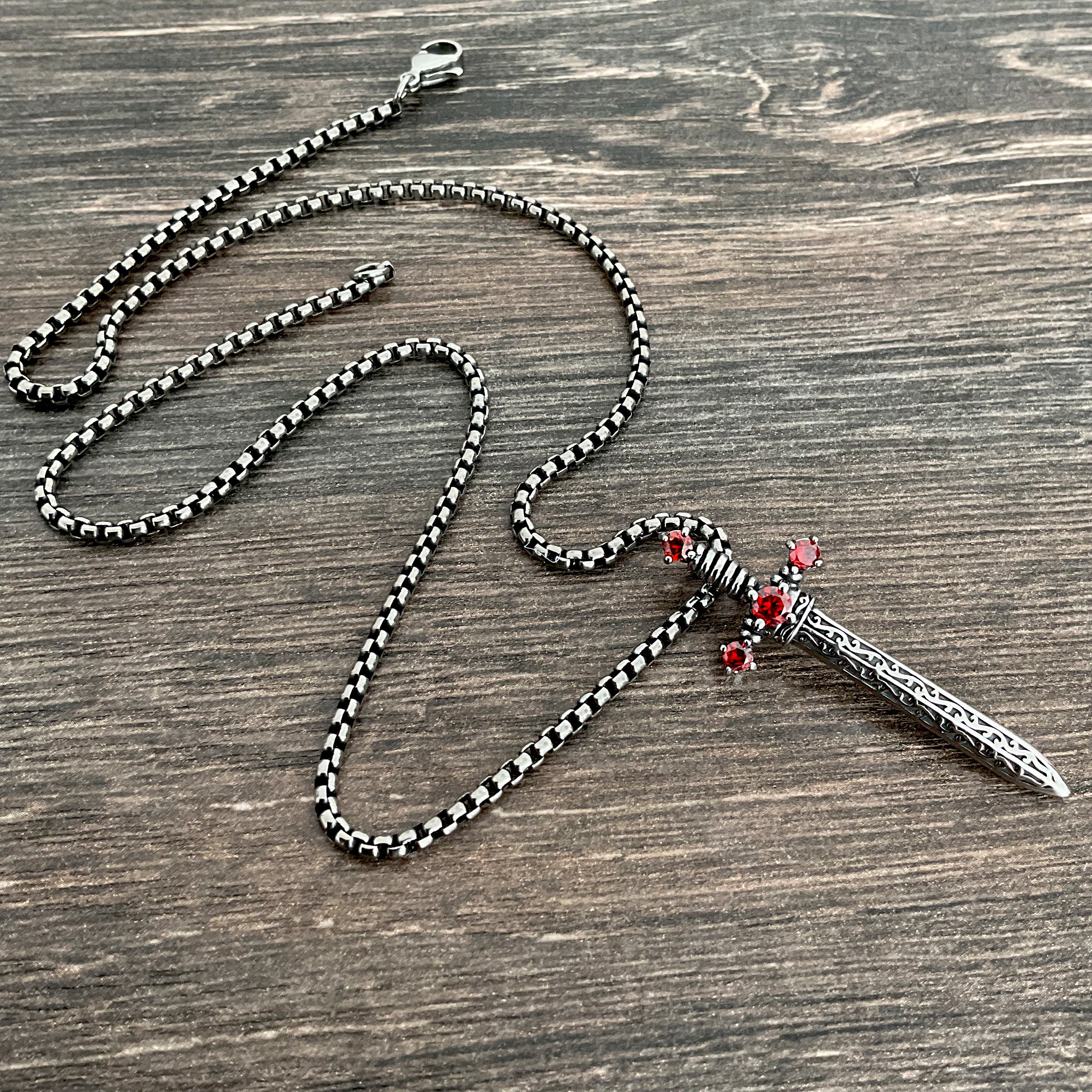 Edin Sword necklace with Ruby Red CZ