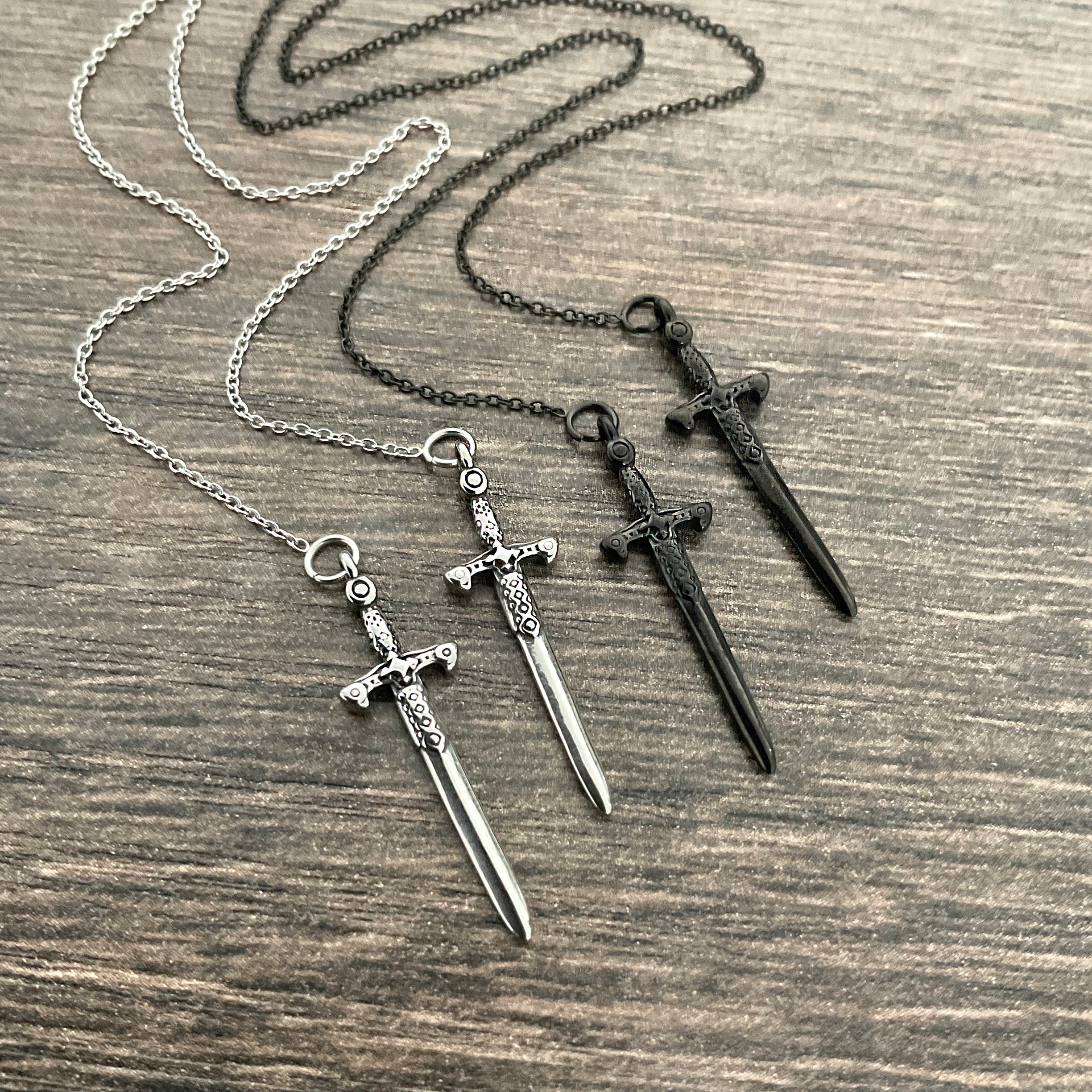 Sword chain threader earrings