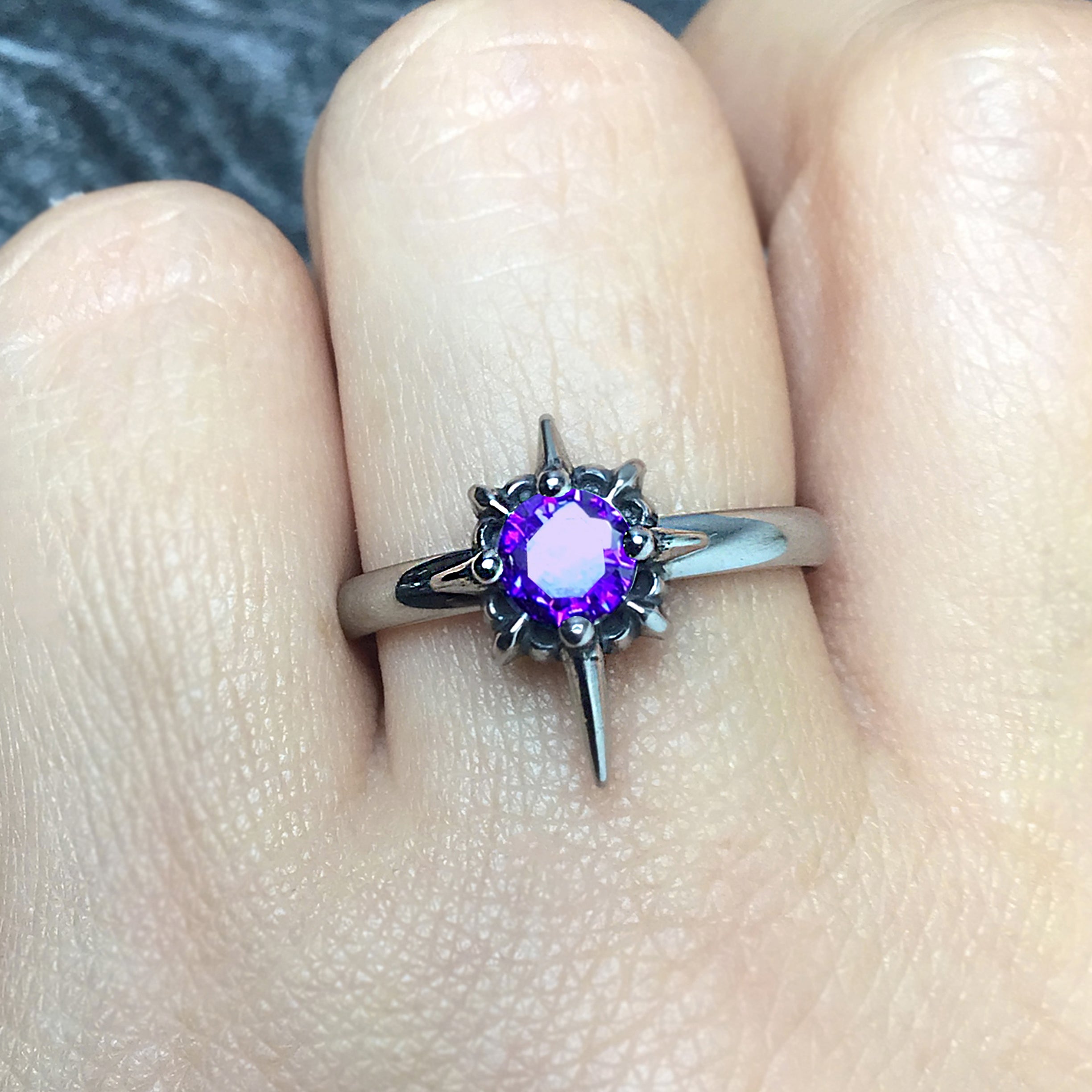 North star ring with Purple stone